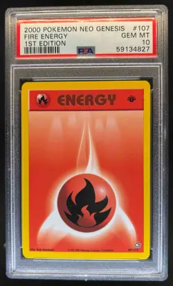 2000 Pokemon Neo Genesis 1st Edition Fire Energy #107/111 PSA 10 - Image 1