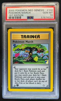 2000 Pokemon Neo Genesis 1st Edition Pokemon March #102/111 PSA 10 - Image 1