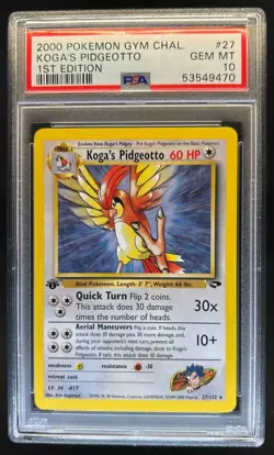 2000 Pokemon Gym Challenge 1st Edition Koga's Pidgeotto #27/132 PSA 10 - Image 1