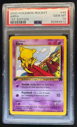 2000 Pokemon Team Rocket First Edition Abra #49/82 PSA 10 - Image 1