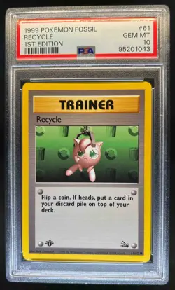 1999 Pokemon Fossil 1st Edition Recycle #61/62 PSA 10 - Image 1