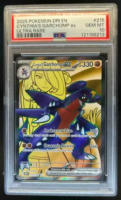 2025 Pokemon Destined Rivals Cynthia's Garchomp ex #215/182 PSA 10 - Image 1