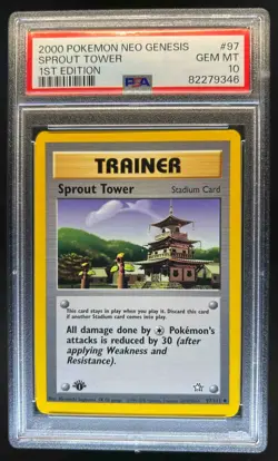 2000 Pokemon Neo Genesis 1st Edition Sprout Tower #97/111 PSA 10 - Image 1