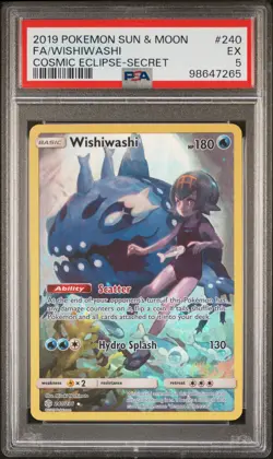 Wishiwashi 240 Pokemon Sun & Moon Cosmic Eclipse-Secret NM PSA 5 - Image 1