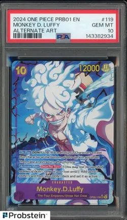 2024 One Piece PRB01 EN #119 Monkey D.Luffy Alternate Art PSA 10 GEM MINT - Image 1