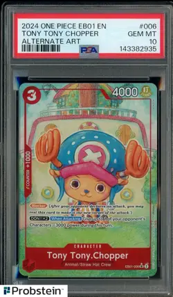 2024 One Piece EB01 EN #006 Tony Tony Chopper Alternate Art PSA 10 GEM MINT - Image 1