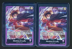 Lot (2) One Piece CCG - Monkey D Luffy OP05-060 Foil Leader Promo Sound Loader - Image 1