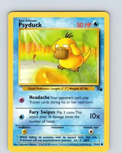 Pokemon TCG Psyduck Fossil 53/62 Unlimited Regular Common Card WOTC LP-NM - Image 1