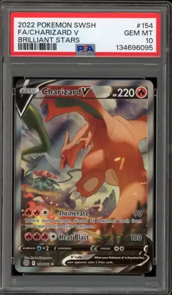 Pokemon Charizard V Brilliant Stars Full Alt Art #154 PSA 10 Gem Mint - Image 1