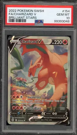 Pokemon Charizard V Brilliant Stars Full Alt Art #154 PSA 10 Gem Mint - Image 1