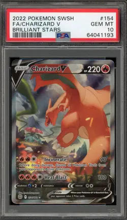 Pokemon Charizard V Brilliant Stars Full Alt Art #154 PSA 10 Gem Mint - Image 1