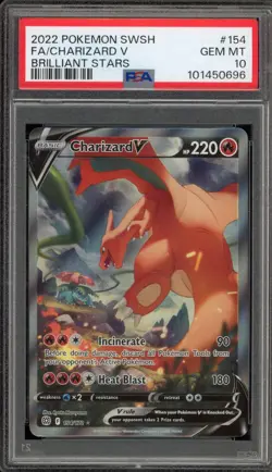 Pokemon Charizard V Brilliant Stars Full Alt Art #154 PSA 10 Gem Mint - Image 1