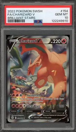 Pokemon Charizard V Brilliant Stars Full Alt Art #154 PSA 10 Gem Mint - Image 1