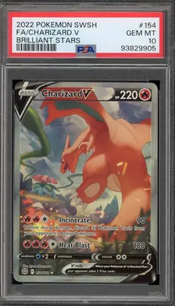 Pokemon Charizard V Brilliant Stars Full Alt Art #154 PSA 10 Gem Mint - Image 1