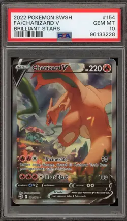 Pokemon Charizard V Brilliant Stars Full Alt Art #154 PSA 10 Gem Mint - Image 1