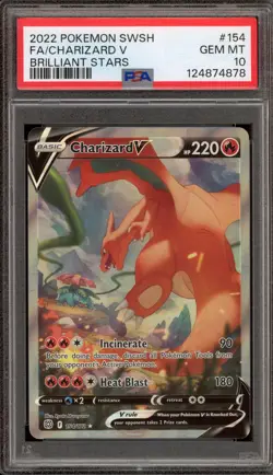 Pokemon Charizard V Brilliant Stars Full Alt Art #154 PSA 10 Gem Mint - Image 1