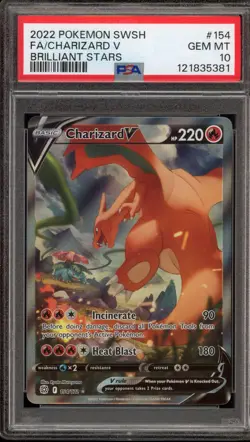 Pokemon Charizard V Brilliant Stars Full Alt Art #154 PSA 10 Gem Mint - Image 1