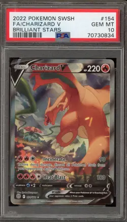 Pokemon Charizard V Brilliant Stars Full Alt Art #154 PSA 10 Gem Mint - Image 1