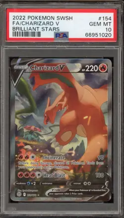 Pokemon Charizard V Brilliant Stars Full Alt Art #154 PSA 10 Gem Mint - Image 1