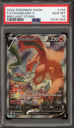 Pokemon Charizard V Brilliant Stars Full Alt Art #154 PSA 10 Gem Mint - Image 1