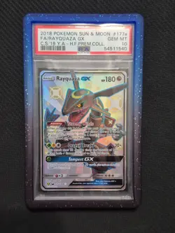 Pokemon Hidden Fates Full Art Shiny Rayquaza GX 177a/168 Promo Graded PSA 10 - Image 1