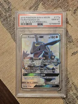 Pokemon Hidden Fates Full Art Shiny Rayquaza GX 177a/168 Promo Graded PSA 10 - Image 1