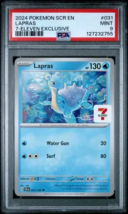2024 POKEMON SCR EN-STELLAR CROWN 7-ELEVEN EXCLUSIVE #031 LAPRAS PSA 9 - Image 1