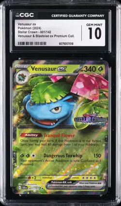 2024 POKEMON SCR EN-STELLAR CROWN #001 VENUSAUR EX CGC 10 GEM MINT - Image 1