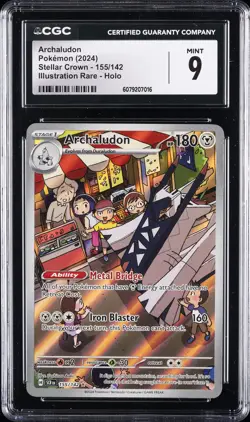 2024 POKEMON SCR EN-STELLAR CROWN ILLUSTRATION RARE #155 ARCHALUDON CGC 9 - Image 1
