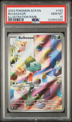 2024 POKEMON SCR EN-STELLAR CROWN ILLUSTRATION RARE #143 BULBASAUR PSA 10 - Image 1