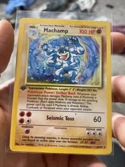 1st Edition Machamp Holo Rare Vintage 1999 Pokemon Card WITH CRIMP DEFECT - Image 1
