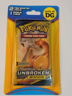 Pokemon Unbroken Bonds Dollar General 2 Mini Booster Packs + Bonus Card NEW - Image 1