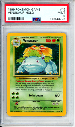 1999 Pokemon Base Set Venusaur Holo Card #15 - PSA 9 NEW CERT! - Image 1