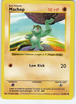 Machop 052/102 Base Set (Shadowless) Common Unlimited MP Pokemon - Image 1