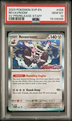 PSA 10 GEM MINT Revavroom STAFF Prerelease Promo Scarlet Violet Pokemon Pop 13 - Image 1