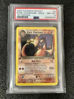 Pokemon Dark Charizard Team Rocket 1st Edition Holo Rare #4 PSA 8 - Image 1