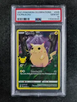 2021 Pokemon PIKACHU 005/025 Celebrations Holo Rare English PSA 10 GEM MINT - Image 1