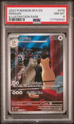 2024 POKEMON SFA EN-SHROUDED FABLE ILLUSTRATION RARE #078 PERSIAN PSA 8 - Image 1