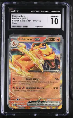 CGC GEM MINT 10 Charizard ex Scarlet & Violet 151 #006/165 Holo 2023 Pokemon - Image 1