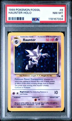 1999 POKEMON FOSSIL #6 HAUNTER HOLO PSA 8 NM-MT - Image 1