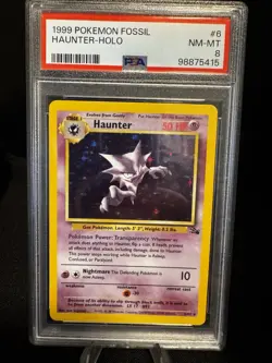1999 POKEMON FOSSIL #6 HAUNTER-HOLO PSA 8 NM-MT - Image 1