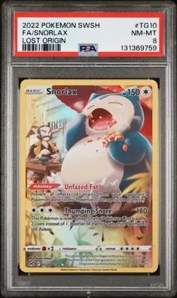 2022 POKEMON SWORD & SHIELD LOST ORIGIN #TG10 FULL ART/SNORLAX PSA 8 - Image 1