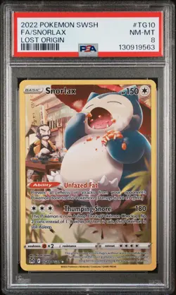 2022 POKEMON SWORD & SHIELD LOST ORIGIN #TG10 FULL ART/SNORLAX PSA 8 - Image 1