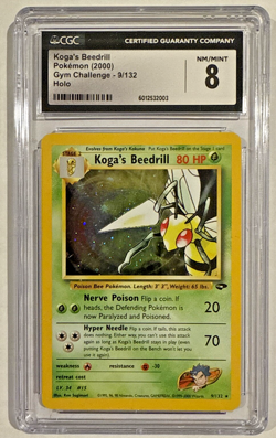 Pokemon TCG Koga's Beedrill Gym Challenge 9/132 Holo Unlimited Holo Rare CGC 8 - Image 1
