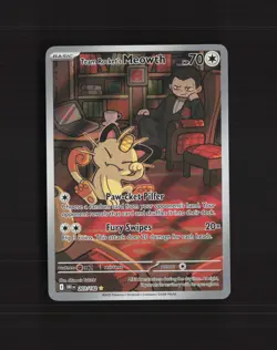 Team Rocket's Meowth 203/182 Destined Rivals Full Art Ultra Rare Pokemon Card NM - Image 1