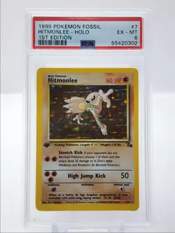 HITMONLEE 1999 POKEMON FOSSIL 1ST EDITION HOLO RARE 7/62 PSA 6 Q3627 - Image 1
