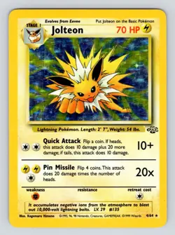 LP! Pokemon TCG Jolteon Jungle 4/64 Holo Unlimited Holo Rare - Image 3