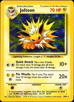 Jolteon - 4/64 - Pokemon Jungle No Symbol Holo Rare Card WOTC LP - Image 1
