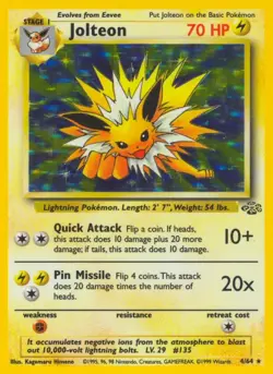 Jolteon - 4/64 - Pokemon Jungle Unlimited Holo Rare Card WOTC LP - Image 1