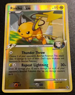 Raichu GL Lv. 46 31/111 LP Reverse Holo Volkner Art Rising Rivals Pokemon Card! - Image 1